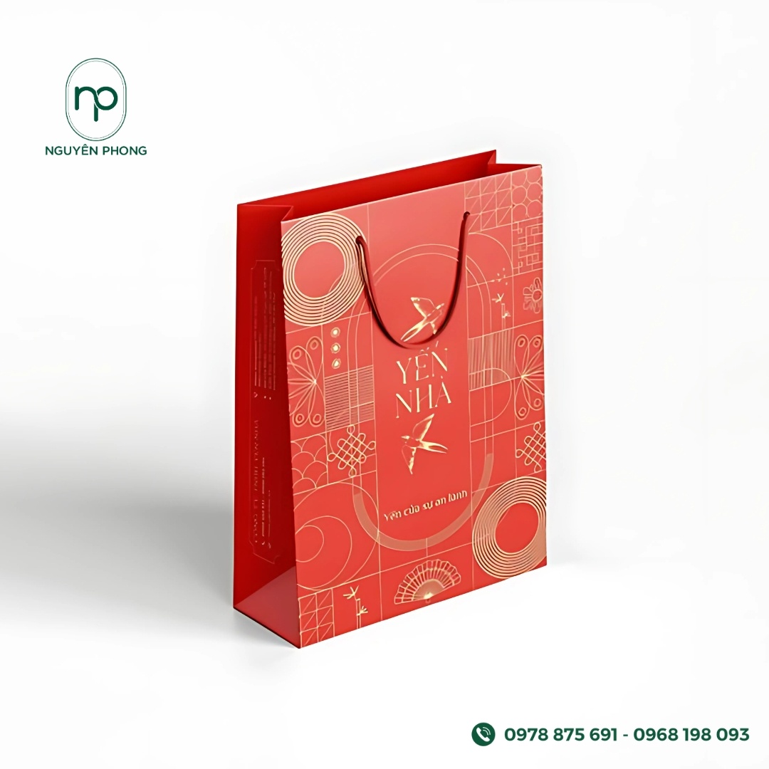 Túi giấy yến sào màu đỏ